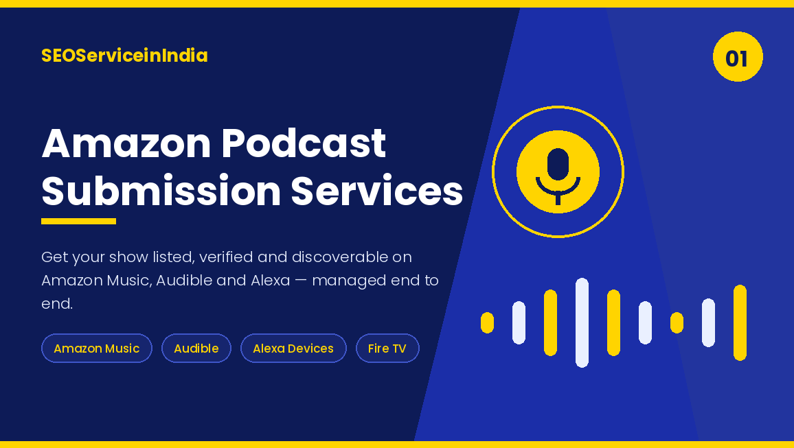 Amazon podcast submission services by SEOServiceinIndia for Amazon Music, Audible and Alexa
