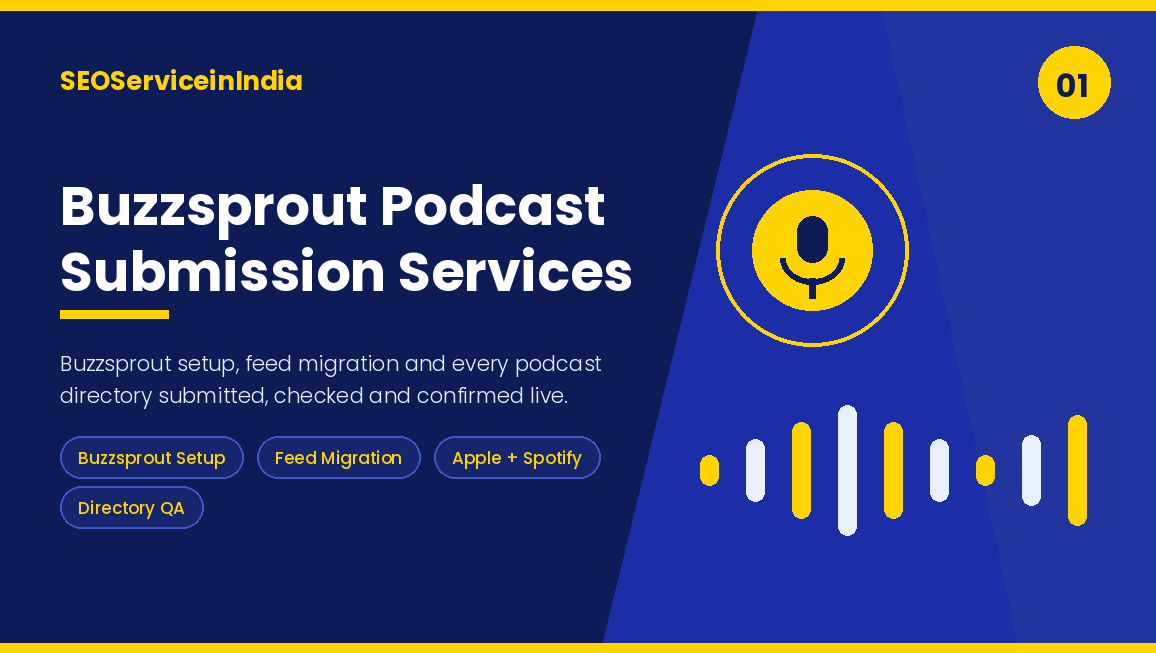 Buzzsprout podcast submission services by SEOServiceinIndia for setup, migration and directory listing