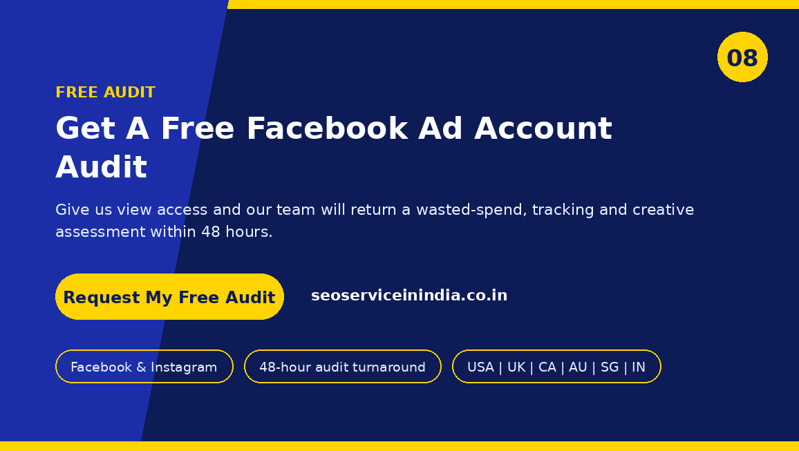 Free Facebook ad account audit call to action for advertisers