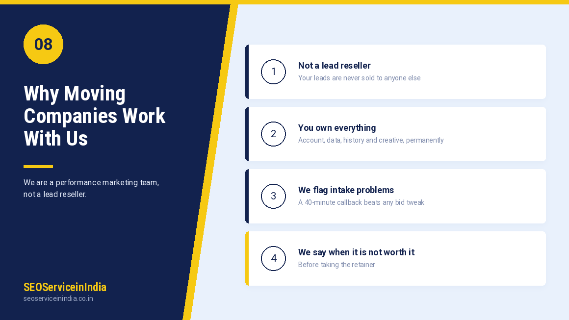 Why moving companies choose SEOServiceinIndia for Google Ads management and booked job reporting
